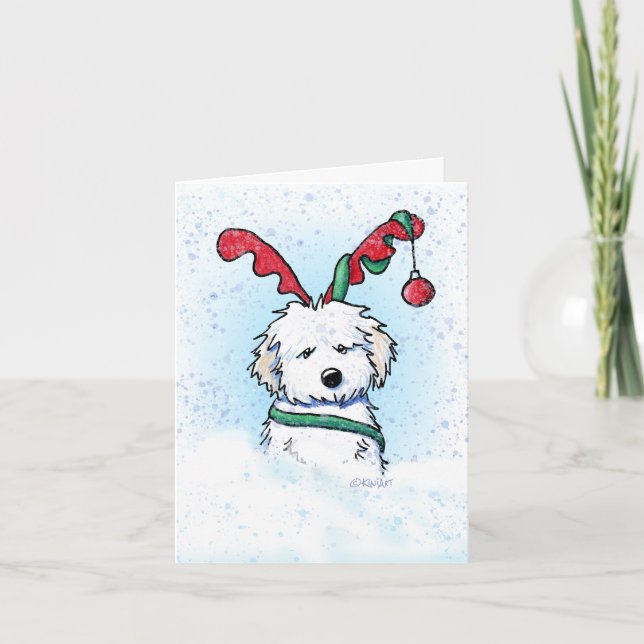 KiniArt Havanese Reindeer Card (Front)
