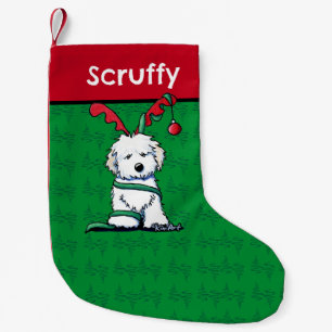 KiniArt Havanese Reindeer Christmas Small Christmas Stocking