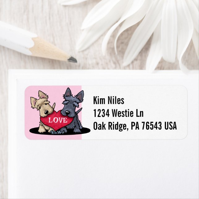 KiniArt Heartfelt Scotties Return Address Label (Insitu)