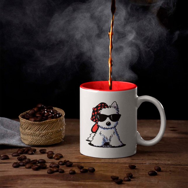 KiniArt Hip Hop Westie Two-Tone Coffee Mug (Creator Uploaded)