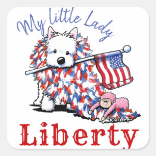 KiniArt Liberty Westie Portrait Square Sticker