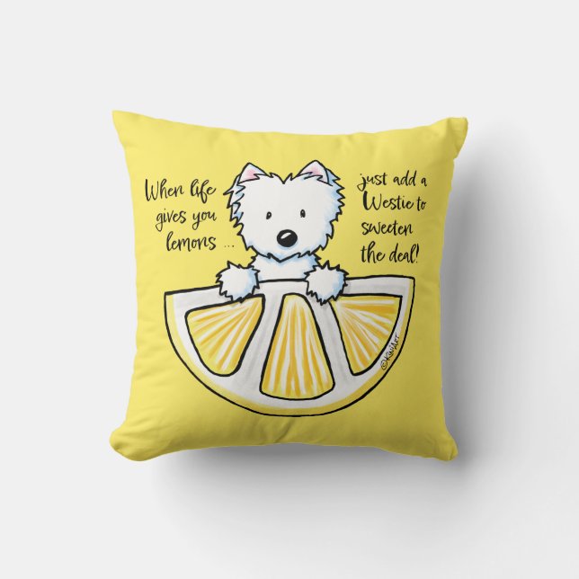 KiniArt Life Lemons Westie Throw Pillow (Front)