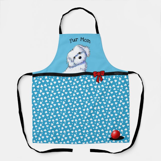 KiniArt Maltese All-Over Print Apron (Front)