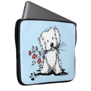 KiniArt Maltese Garden Helper Laptop Sleeve