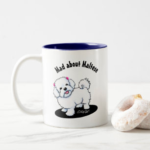 KiniArt Maltese Girl Two-Tone Coffee Mug
