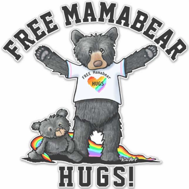 KiniArt Mama Bear Hugs Sticker (Front)