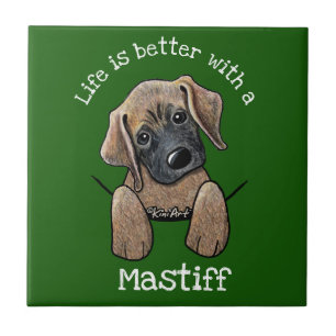 KiniArt Mastiff Puppy Ceramic Tile