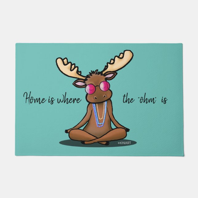 KiniArt Meditation Moose Doormat (Front)