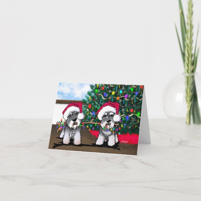 KiniArt Miniature Schnauzer Christmas Card (Front)