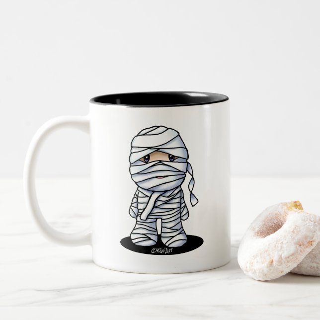 KiniArt Mummy Two-Tone Coffee Mug (With Donut)