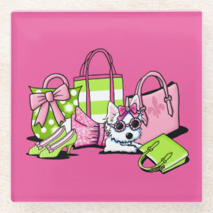 KiniArt Olivia Girlie Things Westie Glass Coaster