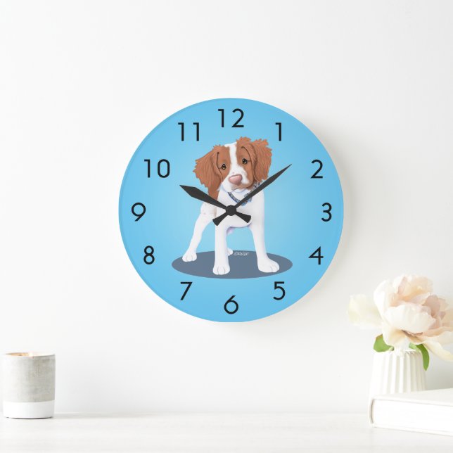 KiniArt Orange Brittany Dog Clock (Home)