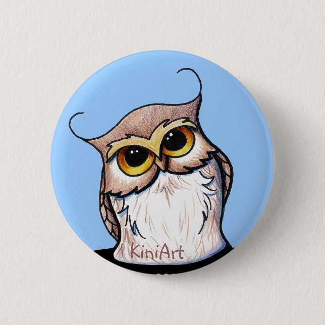 KiniArt OWL 6 Cm Round Badge (Front)
