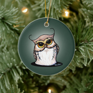 KiniArt Owl T-Shirt Ceramic Ornament