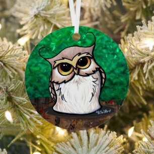 KiniArt Owl T-Shirt Metal Tree Decoration