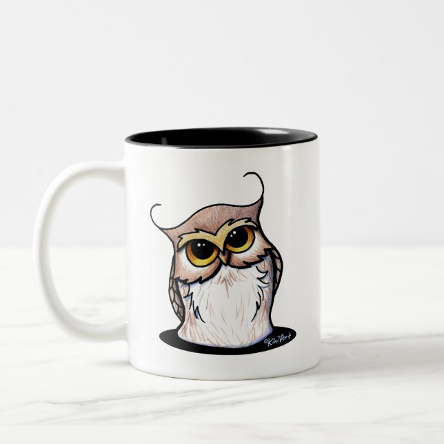 KiniArt Owl Two-Tone Coffee Mug (Left)