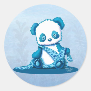 KiniArt Panda Cub  Classic Round Sticker