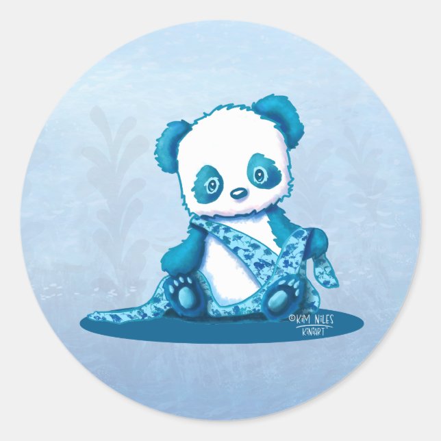 KiniArt Panda Cub  Classic Round Sticker (Front)