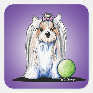 KiniArt Parti Biewer Yorkie Square Sticker