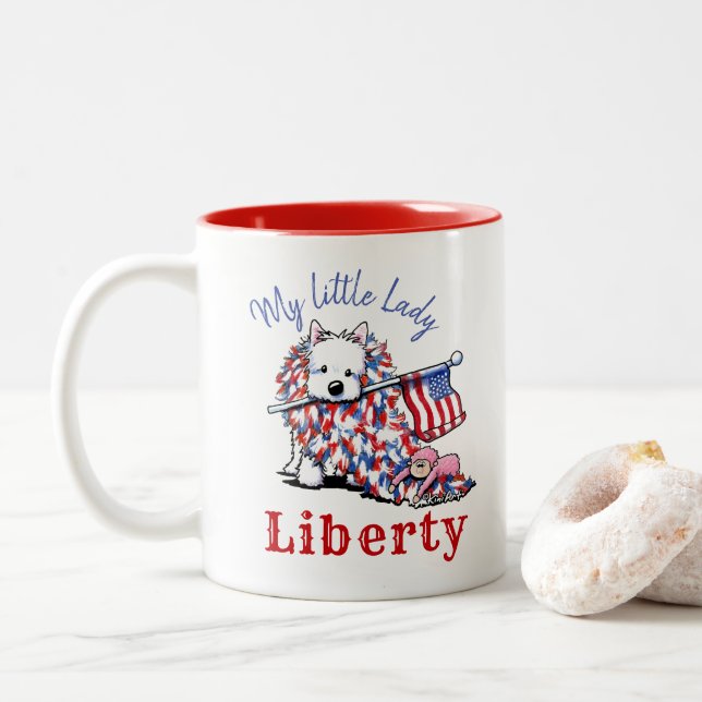 KiniArt Petcature LIBERTY Portrait Two-Tone Coffee Mug (With Donut)