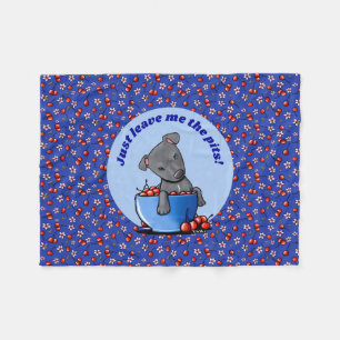 KiniArt Pitbull Puppy Cherries Fleece Blanket
