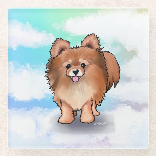 KiniArt Pomeranian Glass Coaster (Front)