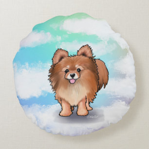 KiniArt Pomeranian Huggable  Round Cushion