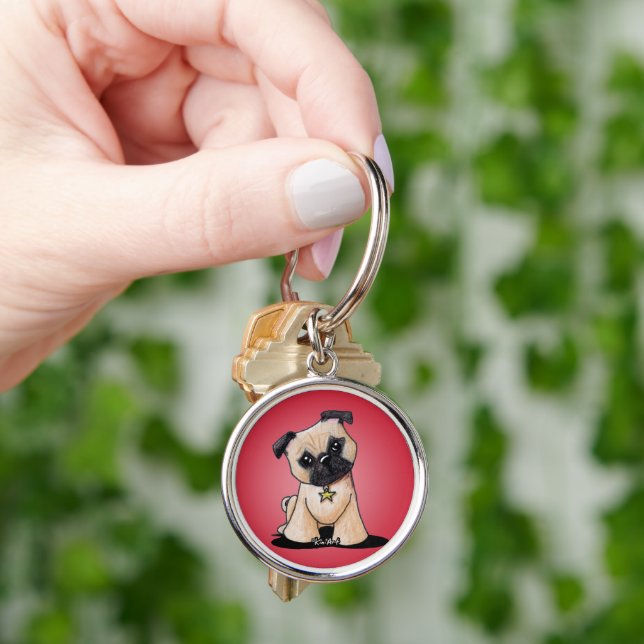 KiniArt Pug Key Ring (Hand)