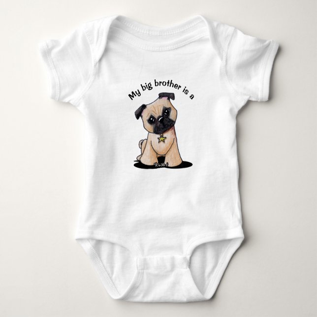 KiniArt Pug Little Brother Baby Bodysuit (Front)
