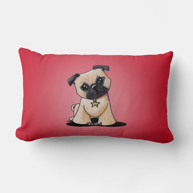 KiniArt Pug Lumbar Pillow (Front)