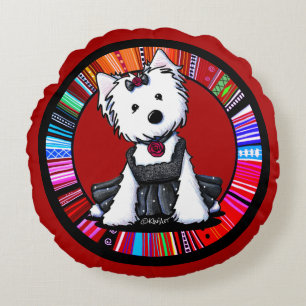 KiniArt Quinceañera Westie Round Cushion