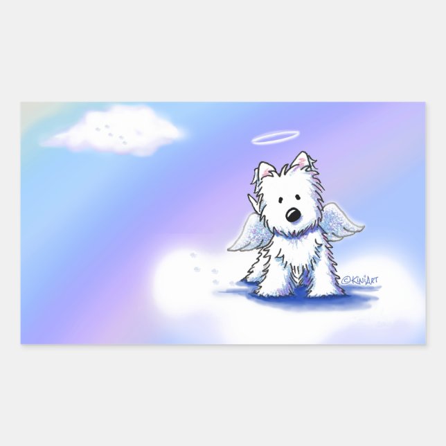 KiniArt Rainbow Bridge Westie Rectangular Sticker (Front)