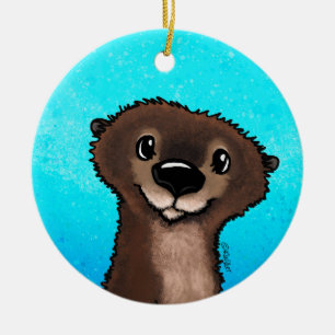 KiniArt River Otter Ceramic Ornament