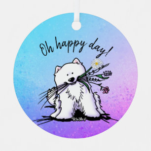 KiniArt Samoyed Classic Round Sticker Metal Tree Decoration