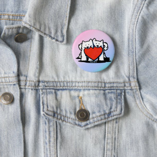 KiniArt Samoyed Heartfelt Duo 6 Cm Round Badge