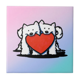 KiniArt Samoyed Heartfelt Duo Ceramic Tile