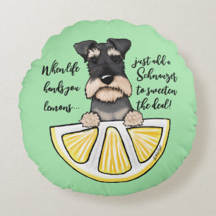 KiniArt Schnauzer Life Lemons Accent Pillow