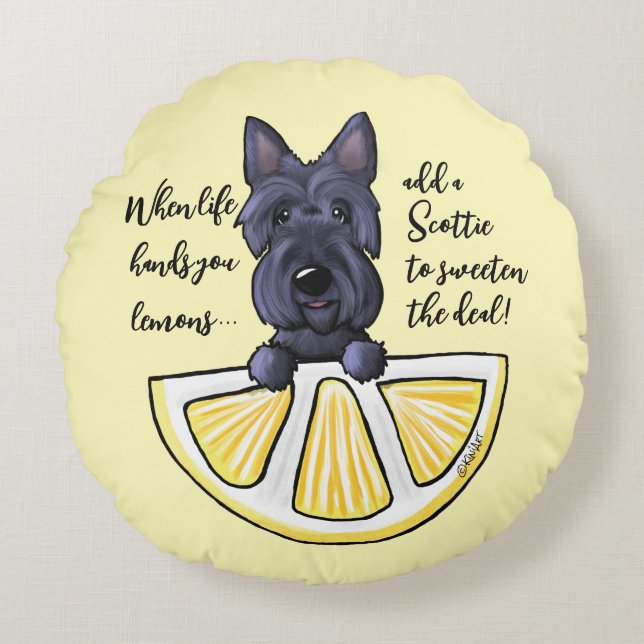 KiniArt Scottie Life Lemons Accent Pillow (Front)