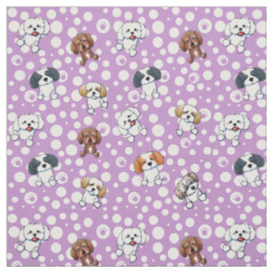 KiniArt Shih Tzu Dogs On Purple Fabric