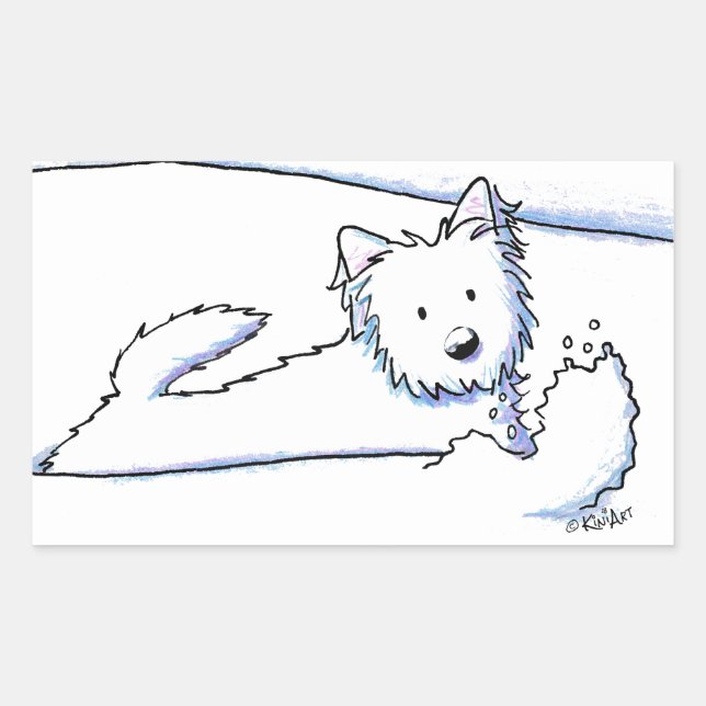 KiniArt Snow Plough Westie Rectangular Sticker (Front)