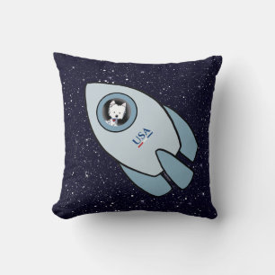 KiniArt Space Rocket Dog Westie Cushion