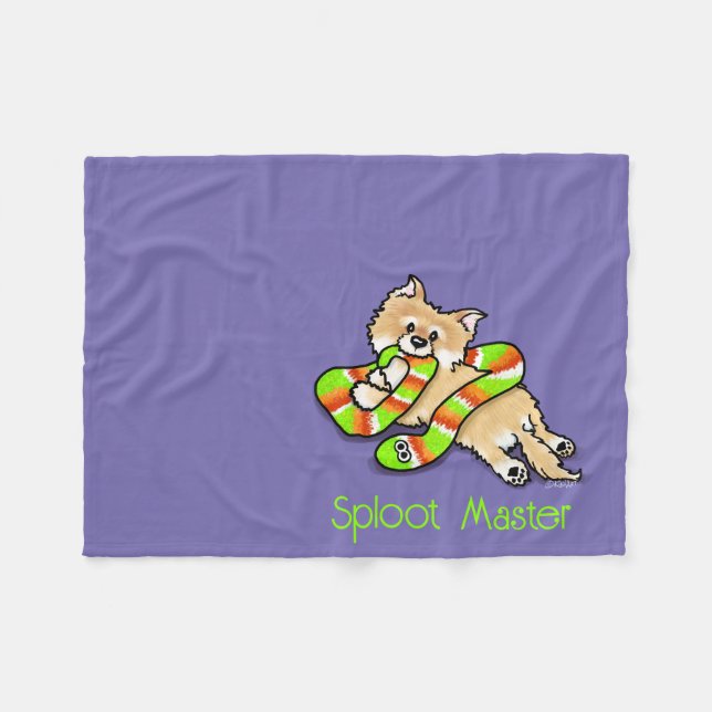 KiniArt Sploot Master Pom Fleece Blanket (Front (Horizontal))
