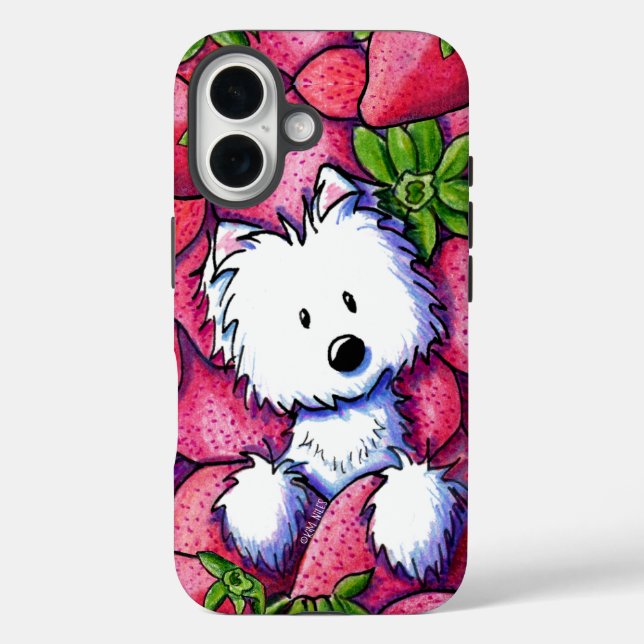 KiniArt Strawberries Westie Case-Mate iPhone Case (Back)