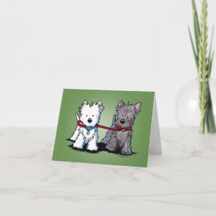 KiniArt Terrier Walking Buddies Greeting Card