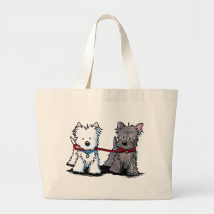 KiniArt Terrier Walking Buddies Large Tote Bag