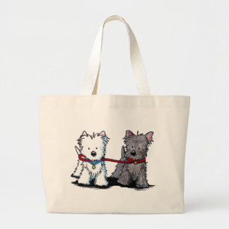 KiniArt Terrier Walking Buddies Large Tote Bag