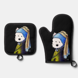 KiniArt Vermeer Westie Oven Mitt & Pot Holder Set