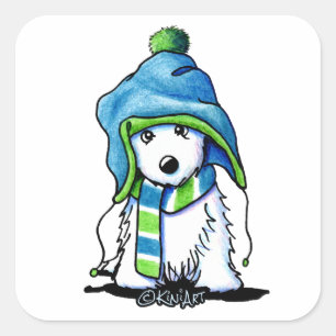 KiniArt Wee Winter Westie Square Sticker