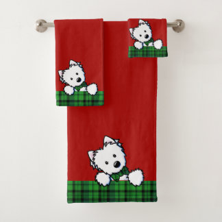 KiniArt Westie Boy Christmas Bath Towel Set