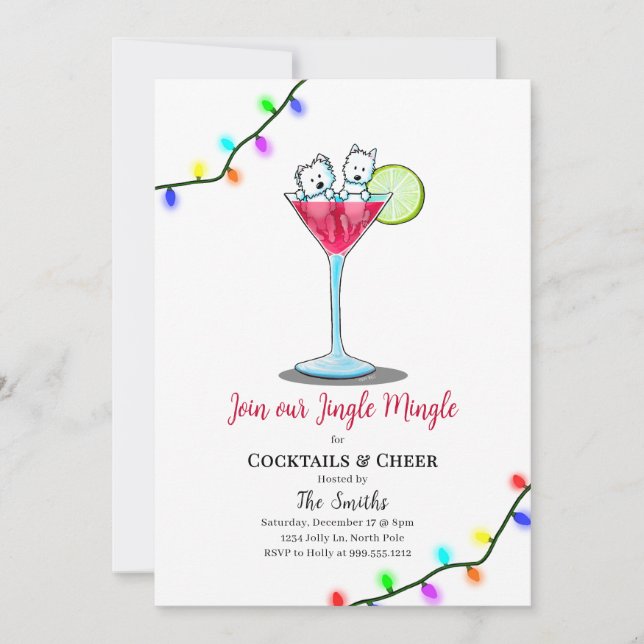 KiniArt Westie Christmas Party Invitations  (Front)
